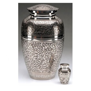 American Style Handcrafted Vintage Design Silver Cremation Funeral Urn 200 Cubic Inch Adult Size for Loved Ones Wholesale Price - Product Image 2