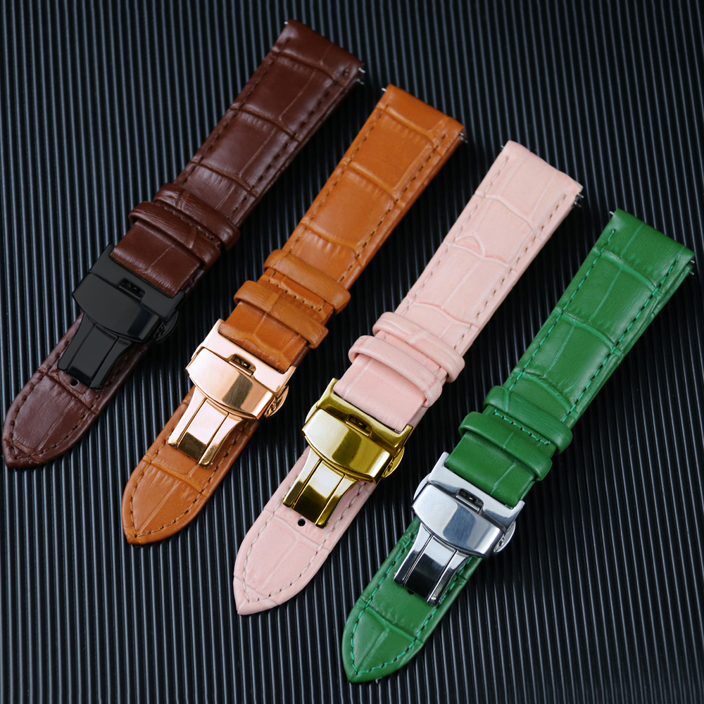 Quick Release Genuine Leather Watch Strap Parts Accessories with Butterfly Buckle Watch Band with Tool Box Set