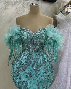 <span class=keywords><strong>Robe</strong></span> de bal sirène luxueuse Aso Ebi avec cristaux et sequins, en dentelle, pour soirée formelle, deuxième réception, anniversaire - Product Image 4