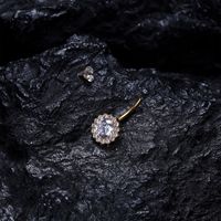 Anneau de nombril en titane G23 plaqué or avec incrustation de zircon 5A en forme de fer à cheval, bijou de piercing pour nombril
