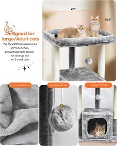 Classico eco-friendly in legno gatto albero al coperto gatti per adulti grande attività torre Scratching post condominio peluche trespolo da arrampicata - Product Image 3