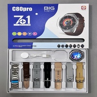 Reloj Inteligente Deportivo C80Pro 7 en 1 con Pantalla TFT, Carga Inalámbrica, Resistente al Agua, para Llamadas, Monitoreo de Salud y Frecuencia Cardíaca