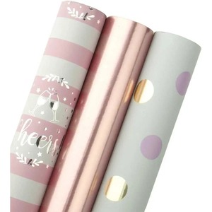 Custom <b>Pink</b> Metallized Gift <b>Wrap</b> Paper Roll 76cm Single Side Coated Eco-Friendly Digital Printing Compatible Packaging - Product Image 5