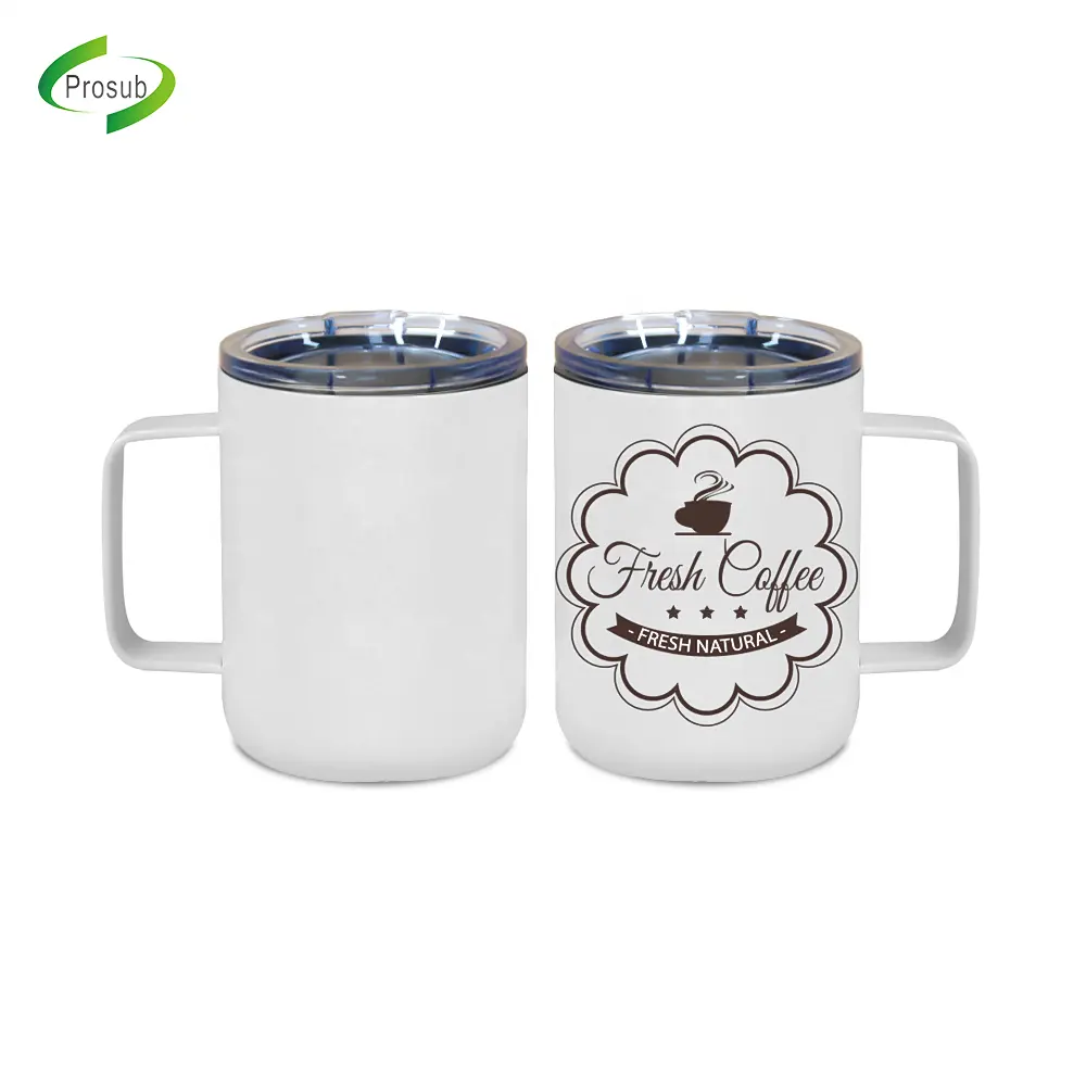 Prosub 12oz sublimazione Blanks Tumbler Cups in acciaio inossidabile con stampa isolata Photo Coffee Camp Mug con manico