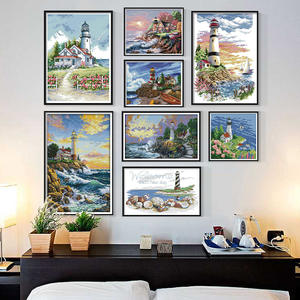 Decoración del hogar serie <span class=keywords><strong>de</strong></span> paisajes faro costero bordado a mano <span class=keywords><strong>11CT</strong></span> 14CT <span class=keywords><strong>punto</strong></span> <span class=keywords><strong>de</strong></span> <span class=keywords><strong>cruz</strong></span> estampado para principiantes - Product Image 2
