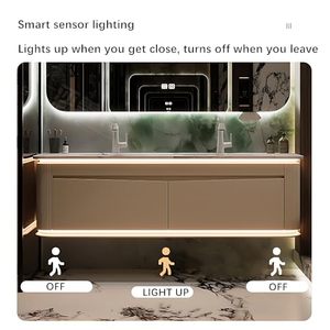 Coiffeuse en <span class=keywords><strong>bois</strong></span> <span class=keywords><strong>de</strong></span> style moderne avec miroir intelligent Armoire murale vanité lavabo <span class=keywords><strong>Meuble</strong></span> d'hôtel pour salles <span class=keywords><strong>de</strong></span> bains - Product Image 6