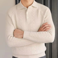 Pull Polo Homme Rétro en Maille Torsadée à Col Revers Couleur Unie Manches Longues – Collection Automne Hiver – Lot d'Usine