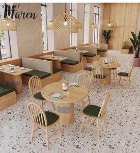 Meubles en rotin en forme de U en bois massif de haute qualité, canapés en cuir, meubles pour hôtels, cafés et restaurants, ensembles de tables et de chaises - Product Image 3