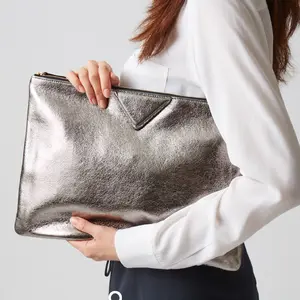 Metallic Pu Leather Women's Clutches Causal Fashion Glitter Large Clutch Hand Bags For Ladies
