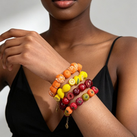 Zoete fruit kralen armband 3D cartoon kleurrijke citroen aardbei kers hart bedel armband mode sieraden Brazalete De Frutas
