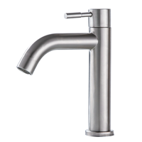 Robinet de lavabo de salle de bain commercial à levier simple et froid en acier inoxydable brossé personnalisé en gros