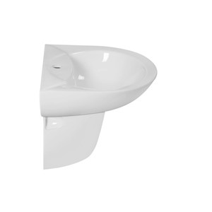Lavabo de Cerámica de Columna Semi-empotrada para Baño, Modelo V-6004G de Aivijia, con un Solo Orificio - Product Image 2