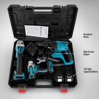 Kit combiné d'outils électriques sans fil : Perceuse à percussion sans balais, Clé à chocs, Meuleuse d'angle, Ensemble d'outils électriques au lithium
