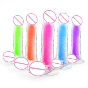 Realistischer Fluoreszierender Dildo Anal-Masturbator Sexspielzeug für Paare Kristall-Gelee-Dildo mit Saugnapf Leuchtender Penis für Frauen - Product Image 1
