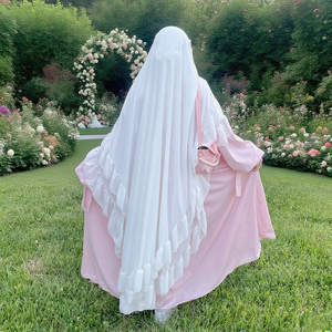 Ropa al por Mayor para Mujer, Elegante Vestido Hijab Khimar de Doble Capa con Volantes, Ropa Islámica, Chifón, Maxi Khimar, Pañuelo Grande, Chador - Product Image 1