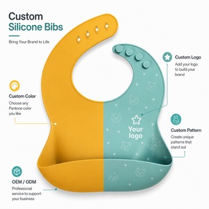 Juego de Baberos de Silicona para Bebé, Impermeables, Color Personalizado, Vajilla para Niños Pequeños, Diseño 113, Logotipo Personalizado, Venta al por Mayor - Product Image 1