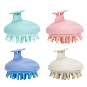 Scalp Massage <b>Brush</b> Wheat Straw Material Mint Green Pink Blue Beige Color For Wet Dry Use - Product Image 1