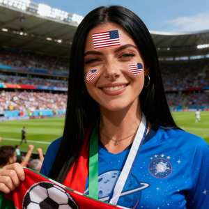 Nouveau style 2026 Coupe du Monde de Football – Autocollant Tatouage Cœur Lèvres Drapeau National – Autocollant Imperméable pour Fans de Sports - Product Image 1