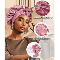 Bonnet de nuit en satin royal double couche extra large avec logo personnalisé pour femmes