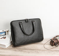 Sac à main pour ordinateur portable pour homme, tissé à la main, texture personnalisée, logo OEM ODM, double poignée, léger, pour réunions formelles
