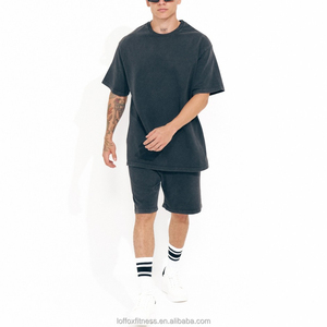 T-Shirt e Shorts <span class=keywords><strong>Beige</strong></span> Vintage oversize da <span class=keywords><strong>uomo</strong></span> in cotone Vintage leggero e leggero estivo personalizzato <span class=keywords><strong>tuta</strong></span> da ginnastica 2 pezzi - Product Image 6