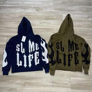 Sweats à capuche unisexes en gros, 100% coton, poids lourd, broderie personnalisée, coupe ample, coupe courte, bord brut, ourlet brut, automne, lettres - Product Image 1