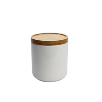 Boîtes de cuisine en céramique avec couvercle en bambou hermétique pour thé grains de café épices pot de stockage des aliments