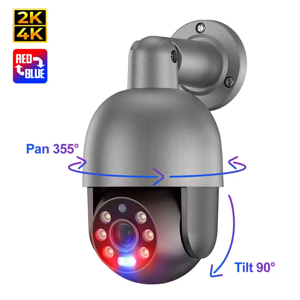 2K Ip Camera Poe Ptz Dome Camera Outdoor Smart Cctv Auto Tracking Full Color Night Vision 4Mp Ptz Camera