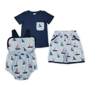 En stock : Vêtements d'été pour garçons style voilier, vente en gros, haute qualité, pour frères, vêtements pour tout-petits, boutique, prix d'usine pour enfants - Product Image 2