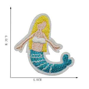 DIY 장식을위한 절묘한 자수 문어 물고기 껍질 인어 패치에 만화 철 - Product Image 5