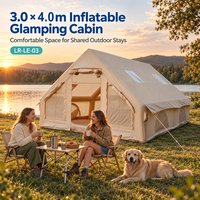 Tente de glamping gonflable de luxe 3x4x2.1m, robuste, avec colonnes d'air de 15cm, imperméable, en tissu Oxford 420D, pour resort en plein air, installation facile