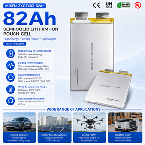 Cellule de batterie lithium-ion semi-solide Misen 82Ah 75Ah 3.7V 3.85V haute densité énergétique pour EV, ESS, UAV, OEM - Product Image 2