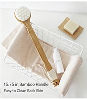 Brosse de bain à poils doux en forme de patte de chat, brosse de douche à long manche en bois antidérapant pour le massage du dos et l'exfoliation
