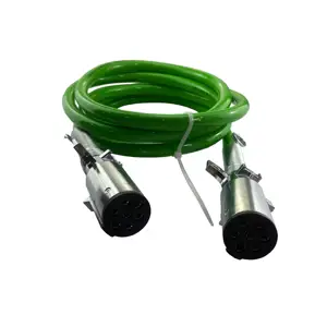 12 Feet 7 Way ABS Coiled Trailer Cord Heavy Duty Electrical Power Cable for Semi Truck Trailer Tractors
