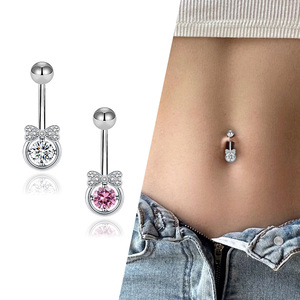 Anelli su misura rosa G23 titanio <span class=keywords><strong>oro</strong></span> placcato argento pancia penetrante farfalla <span class=keywords><strong>Piercing</strong></span> all'<span class=keywords><strong>ombelico</strong></span> gioielli - Product Image 4