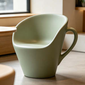 Silla de Fibra de Vidrio Personalizable con Forma de Taza de Café, Asiento Creativo para Cafetería Comercial Moderna, Muebles para Cafetería - Product Image 6