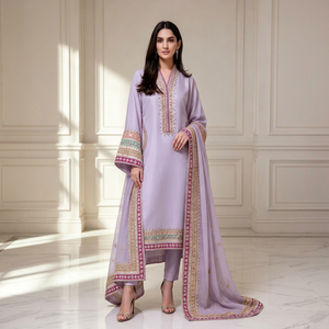 Salwar Kameez en soie lavande, longueur ras du sol, coupe ample, tenue traditionnelle indienne et pakistanaise pour mariage, femme adulte, toutes saisons, style bohème - Product Image 1