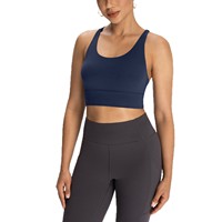 Soutien-gorge de sport respirant à maintien élevé pour femme, couleur unie, dos croisé élégant, idéal pour l'extérieur et la gym