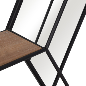 Mensola Esagonale da Parete in Metallo e Legno con Specchio per Soggiorno e Ingresso - Product Image 4