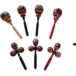 Wholesale Orff Maraca Wooden Coconut Tree Carved Painted Big Sand Ball Kids' <b>Music</b> <b>Instrument</b> Toy Sand Ball Percussion Tool - Product Image 2