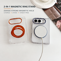 Étui de téléphone magnétique transparent en TPU acrylique de 2,0 mm pour iPhone Duo 2300GS avec support rotatif à 360°, résistant aux UV et anti-jaunissement