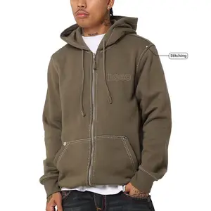 High quality 400 gsm Heavy weight hoodie with zipper Men cropped zip up hoodies pullover street style zip hoodi