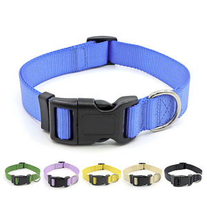 Adjustable Blue Nylon Dog <b>Collar</b> with Buckle Closure Simple Style All Seasons for Dogs - Product Image 2