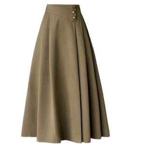 Faldas Maxi de Algodón 100% Tejidas a Medida, Lisas, de Cintura Alta, con Cordones, Tallas Grandes para Mujer - Product Image 3