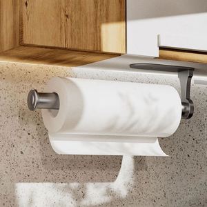 Self Adhesive Silver Wall-Mounted Eco-Friendly Hanger for Kitchen Bathroom Gym <b>Storage</b> of Paper Cling Film Towel Rolls - Product Image 2