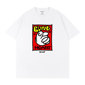 Camiseta blanca con estampado de corazón brillante, unisex, 100% algodón, transpirable, ajuste holgado, Top informal Q70 - Product Image 1