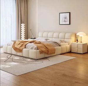 <span class=keywords><strong>Lit</strong></span> moderne en <span class=keywords><strong>velours</strong></span> <span class=keywords><strong>beige</strong></span> sur mesure de luxe, capitonné, doux, taille Queen, avec rangement et structure en métal - Product Image 2