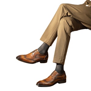 Chaussures Oxford classiques britanniques de haute qualité en cuir véritable pour hommes, à lacets, bout pointu, légères, pour le bureau et les occasions formelles - Product Image 1