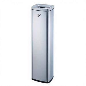 Cendrier carré en acier inoxydable argenté, poubelle haute pour cendres, idéal pour hôtels, bureaux, espaces publics extérieurs - Product Image 2