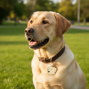 Placa de Identificación para Mascotas de Metal Color Champán con Diseño de Perro Labrador - Product Image 3